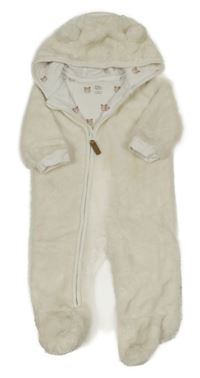 Smetanová chlupatá podšitá kombinéza s kapucí F&F