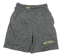 Šedé melírované sportovní kraťasy s nápisem Ergeenomix