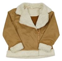 Béžový semišový křivák s kožíškem Shein