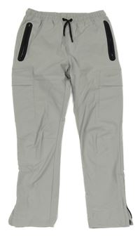 Světlešedé šusťákové kalhoty Next