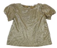 Zlatá skladaná blúzka s balonovými rukávy H&M