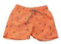 Lososové plážové kraťasy s obrázkami