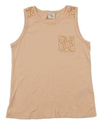 Svetloružový top s čipkou