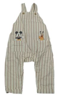 Hnědo-bílé proužkované plátěné lacláče s Mickeym a Plutem H&M