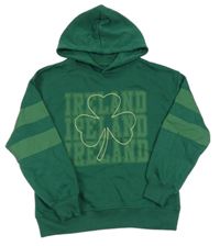 Tmavozelená mikina s nápisom a kapucňou Dunnes