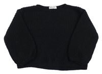 Čierny oversize crop žinylkový sveter H&M