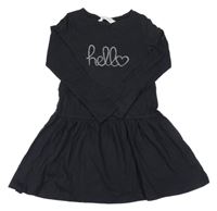 Čierne bavlnené šaty s nápisom H&M