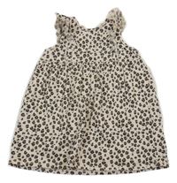 Béžovo-hnedé vzorované bavlnené šaty s volánikmi H&M