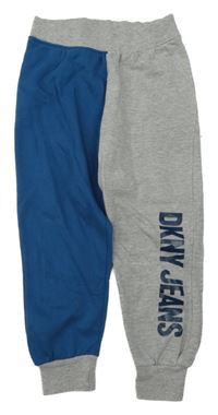 Šedo-modré cuff tepláky s nápisem DKNY 