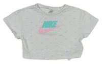 Biele crop tričko s barevnými logy Nike