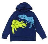 Tmavomodrá mikina s dinosaury a kapucí C&A