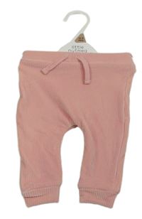 Nové - ružové rebrované plyšové tepláky ittle nutmeg