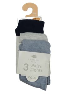 Nové - 3x - Punčocháče - Modré a šedé melírované, tmavomodré zn. PRIMARK