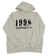 Smotanová mikina s číslom a nápisom a vreckom a kapucňou H&M