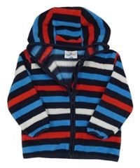 Tmavomodro-modro-bielo-červená pruhovaná fleecová prepínaci mikina s kapucňou Topomini