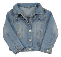 Svetlomodrá rifľová bunda s volánikmi POCOPIANO