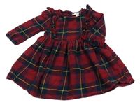 Tmavočerveno/tmavomodro-žluté kostkované šaty s volánky M&Co