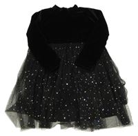 Černé sametovo/tylové šaty s flitry