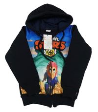 Nové - čierno-modrá prepínaci tepláková mikina s BRAWL STARS a kapucňou MARVEL