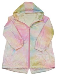 Barevná duhová batikovaná šusťáková jarní parka s kapucí St. Bernard