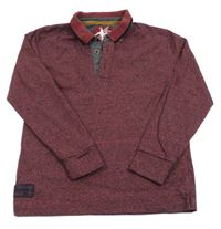 Vínovo-černé melírované mikinotriko s golierikom Tu