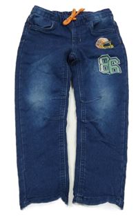 Tmavomodré teplákové rifle s číslom a helmou Kiki&Koko