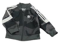 Šedo-černá army propínací sportovní mikina Adidas