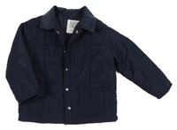 Tmavomodrá prošívaná šusťáková přechodová bunda s límečkem F&F