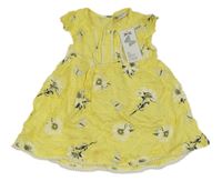 Nové - žlté šaty s motýlikmi a kvietkami a volánikmi ALL ABOUT EMMA