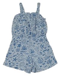 Světlemodrý letní overal s mušličkami a hvězdicemi 