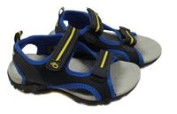 Nové - tmavomodro-safírovo-šedé koženkovo/textilní outdoorové sandály vel. 29