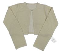 Nové - smetanovo-světlebéžovo-zlaté melírované pletené propínací bolérko St. Bernard