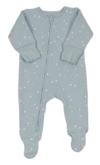 Světlemodrá žebrovaná vyteplená kombinéza s hvězdičkami little nutmeg