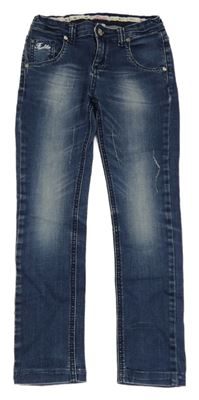 Modré skinny rifle s vyšúchaním Frutta