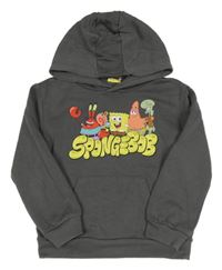 Tmavosivá mikina so SpongeBobem a vreckom a kapucňou PRIMARK