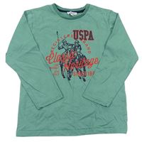 Zelené tričko s potlačou a logom U.S. Pollo ASSN.