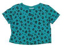 Tyrkysové crop tričko s leopardím vzorom Matalan