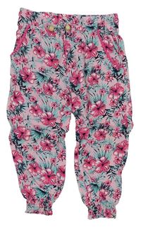 Ružové kvetované ľahké nohavice Kiki&Koko