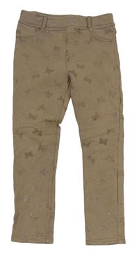 Hnědé tregíny s motýly H&M