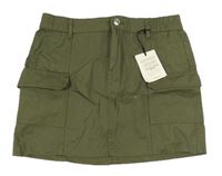 Khaki plátenná cargo sukňa New Look