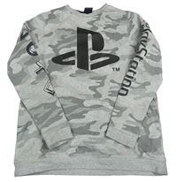 Šedá melírovaná army mikina s logem PlayStation Primark