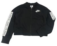 Černá sportovní propínací crop mikina s logem Nike