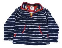 Tmavomodro-biela pruhovaná chlpatá mikina