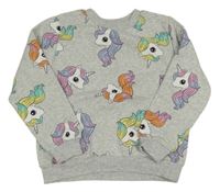 Sivá melírovaná mikina s jednorožcami H&M