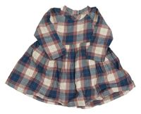 Petrolejovo-smetanovo-vínové kockované šaty Mothercare