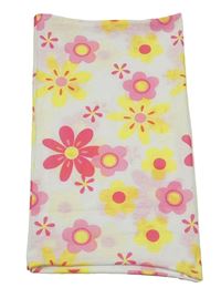 Bílý květovaný multifunkční nákrčník