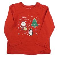 Červené tričko s vánočním motívom Primark