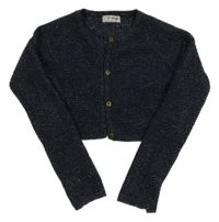 Tmavomodrý trblietavý rebrovaný prepínaci crop sveter Next