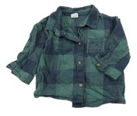 Khaki-tmavomodrá kostkovaná košile H&M