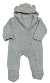 Svetlosivá chlpatá kombinéza s kapucňou s uškami M&S